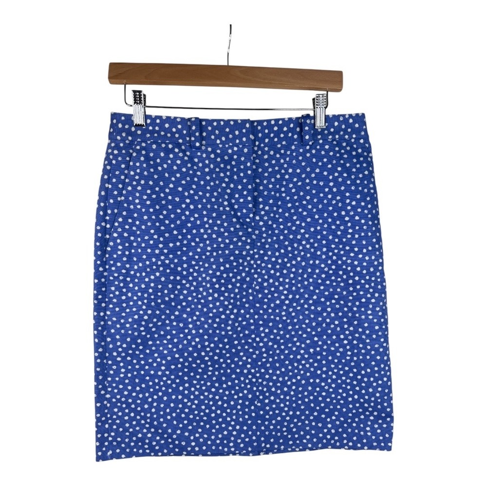 Brooks Brothers 346 Blue &‎ White Polka Dot Pencil Skirt Knee-Length Size 6